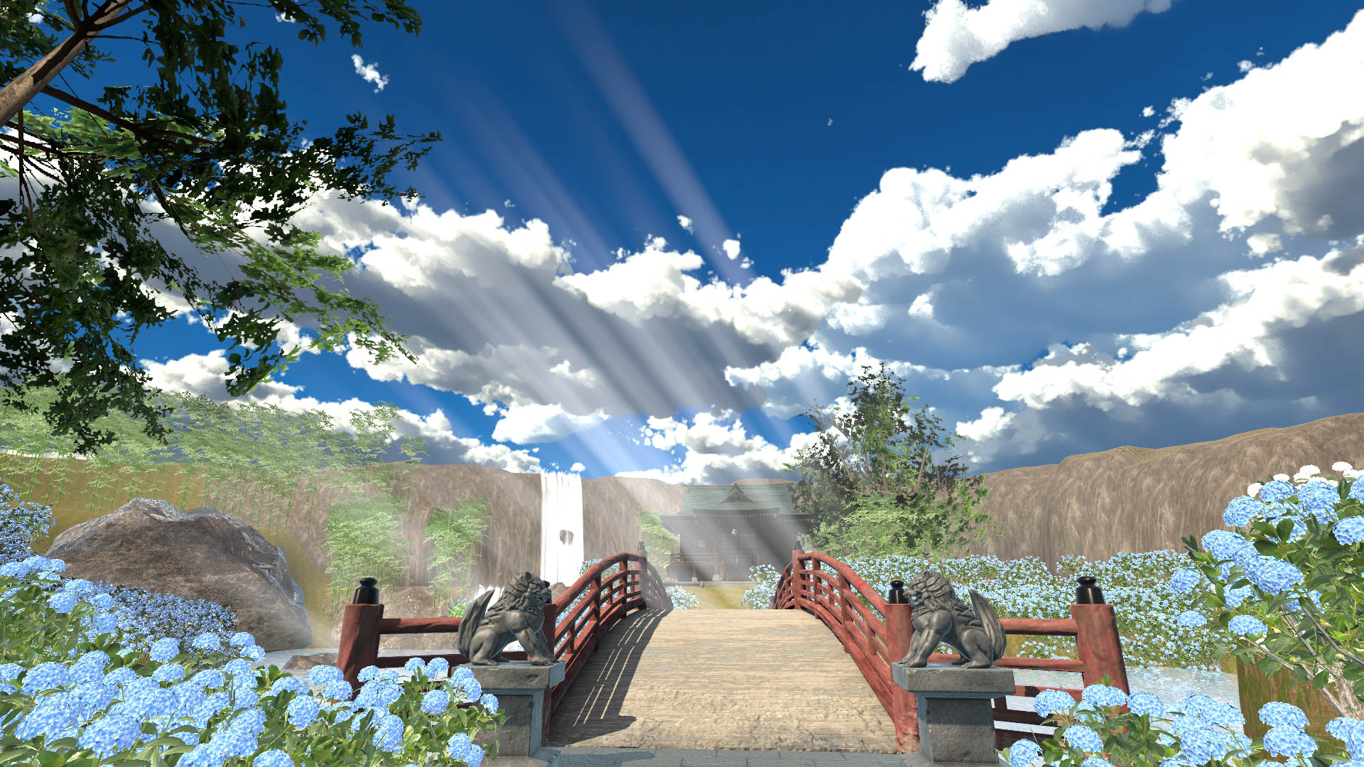 狐の紫陽花箱庭